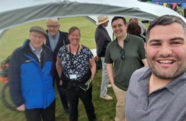 Mario Creatura with Reigate Borough Council councillors in Lower Kingswood